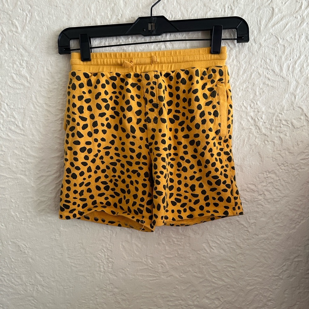 Stella McCartney Kids Organic Cotton Fleece Shorts Cheetah Dots Yellow Black 10